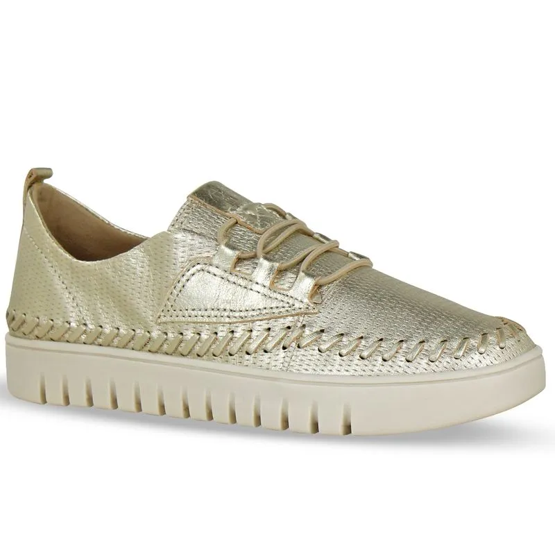 Tênis Couro Firenze Metal Dourado 39