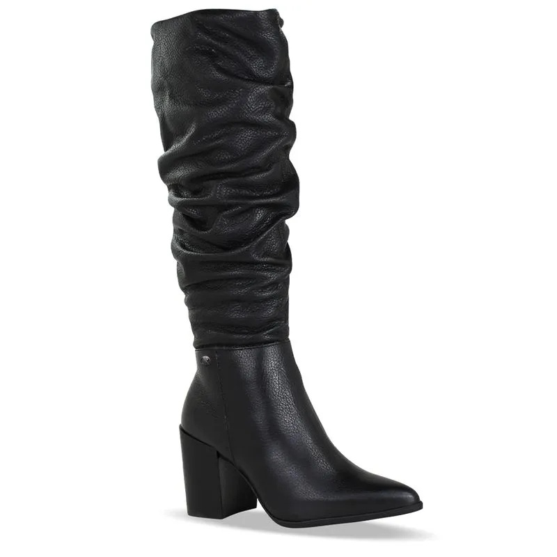 Bota Cano Longo Couro Burnish Preto 41