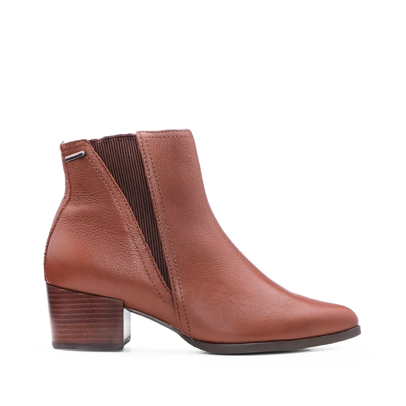Botim Salto Médio Mulher Pele Cognac 40