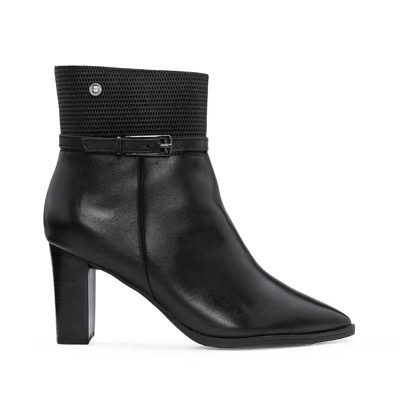 Botim Salto Alto Mulher Pele Preto 40