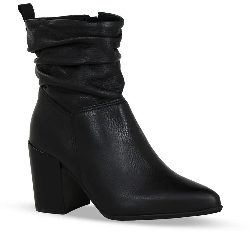 Bota Cano Baixo Couro Burnish Preto 41