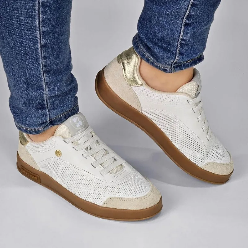 Tênis Bottero Feminino Couro Cadarço Elástico 364913 35 / Branco