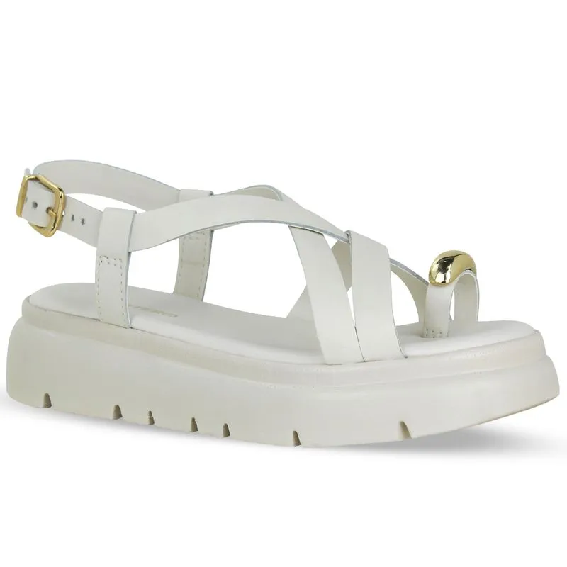 Sandália Flatform Couro Atanado Napoli Off White 34