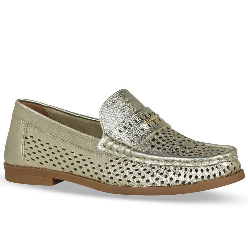 Sapato Couro Metalizado Roma Dourado 35