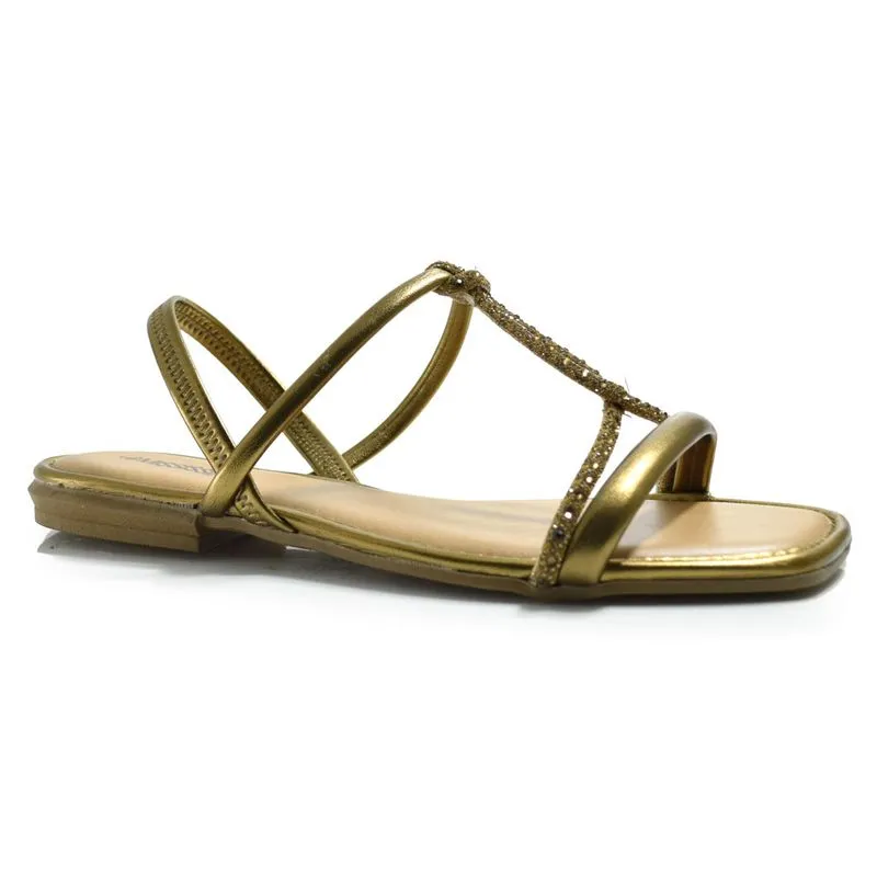 Sandália Rasteira Feminina Mississipi Dourado MF842 35