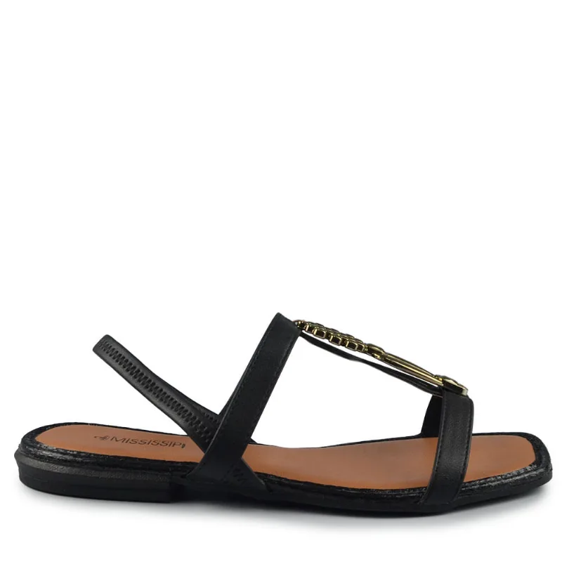 Sandália Rasteira Mississipi Feminina MF311 006 RIVES PRETO 39