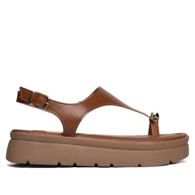 Sandália Feminina Mississipi Flatform Tira De Dedo Marrom - 38