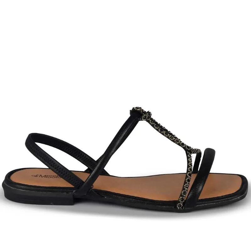 Sandália Rasteira Mississipi Feminina MF842 001 VITERBO PRETO 39