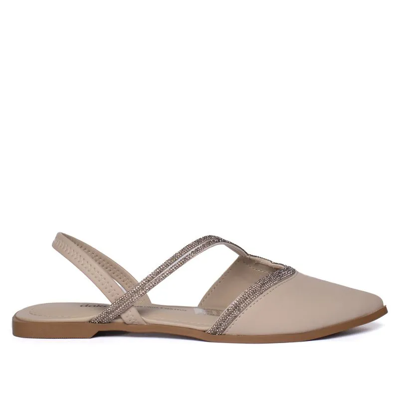 Mule Feminino Dakota Napa Strass Conforto Bege - 34