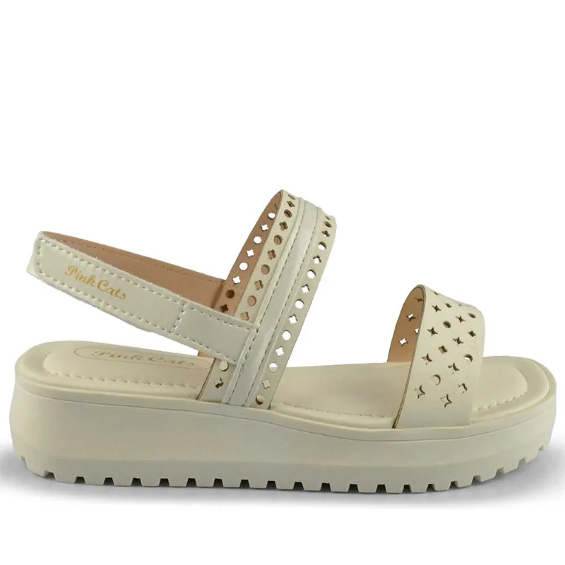 Sandália Papete Pink Cats Feminina Juvenil V5721 004 RIVES CREAM 29