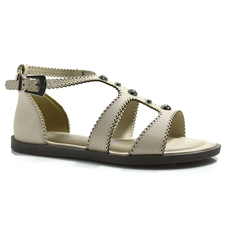 Sandália Rasteira Feminina Tanara Boho Chique Off White T9191 34