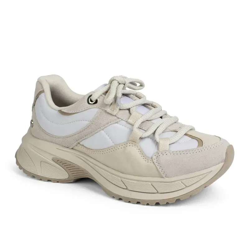 Dad Sneaker Tanara em Couro Bege 35
