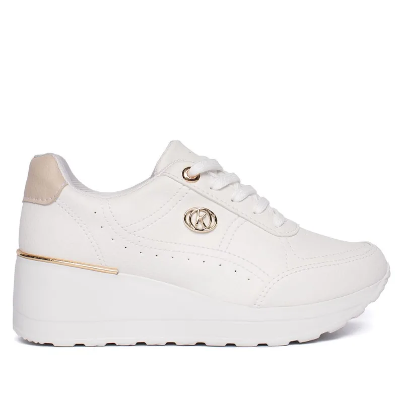Tênis Feminino Kolosh Upper Casual Napa Anabela Branco/Bege - 35