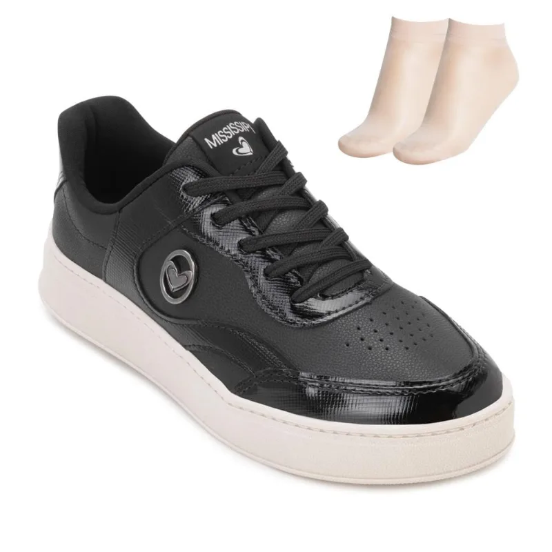 Tênis Casual Mississipi PB e Meia MS25-J0031 37 / Preto/Bege