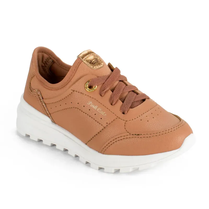 Tênis Pink Cats Infantil Jogging Marrom 30