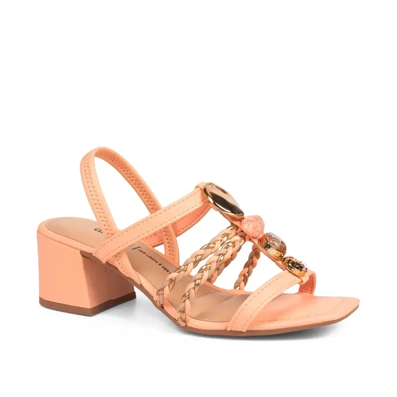 Sandália Dakota de Salto Bloco Laranja 40