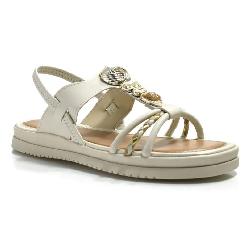 Sandália Flat Feminina Mississipi Off White J0221 34