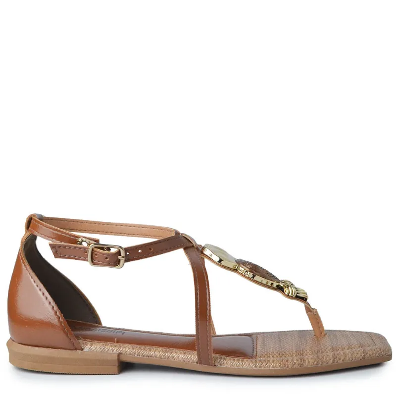 Sandália Rasteira Mississipi Feminina JO400 002 MABLI TABACO 35