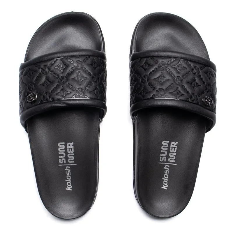 Chinelo Slide Feminino Kolosh Texturizado Preto - 34