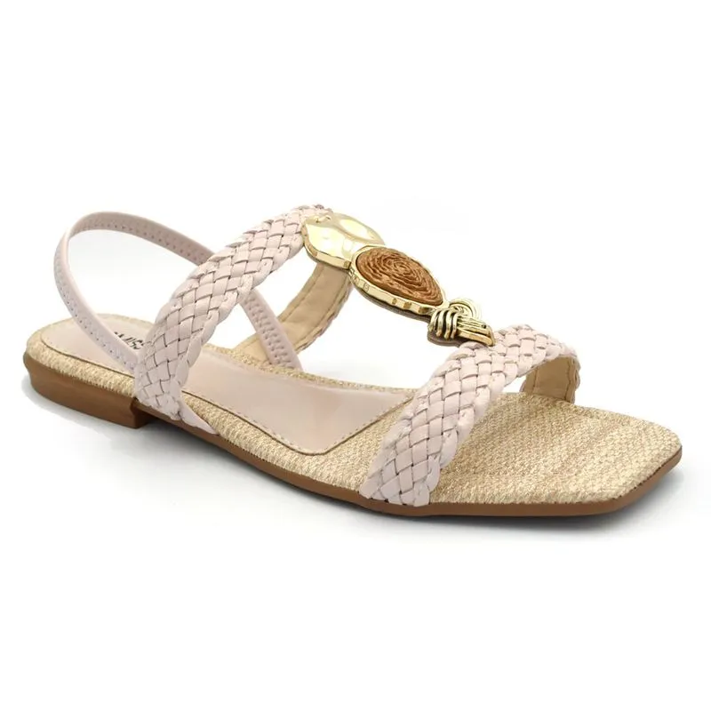 Sandália Rasteira Feminina Mississipi Creme J0401 36