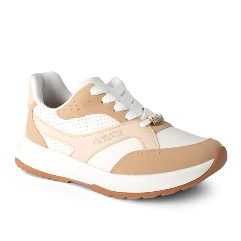 Tênis Dakota Jogging Feminino Bege e Branco 35