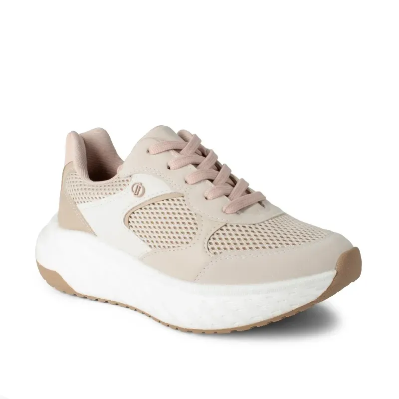 Tênis Dakota Sneaker Feminino Confortável Bege e Rosa 35