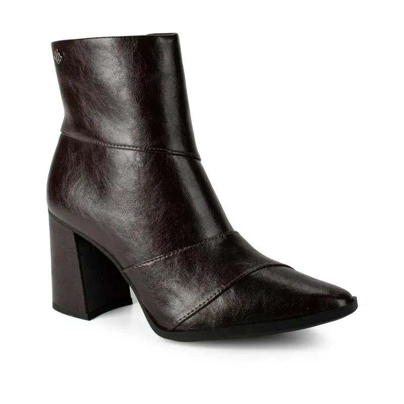 Bota Dakota Ankle Boot Feminina Salto Bloco Café 37