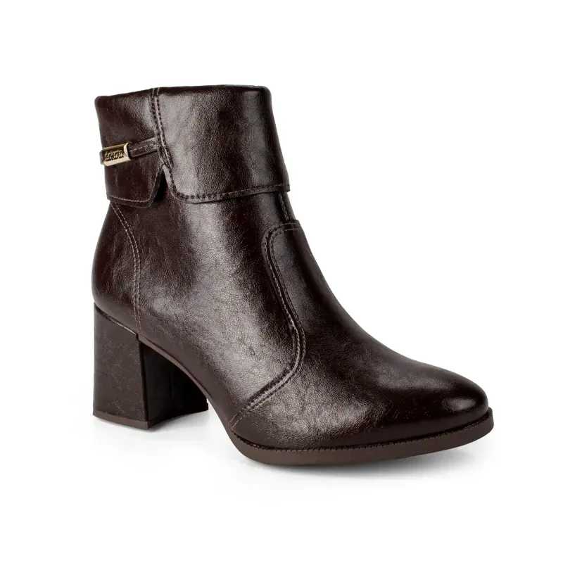 Bota Dakota Cano Curto Feminina Salto Bloco Café 40