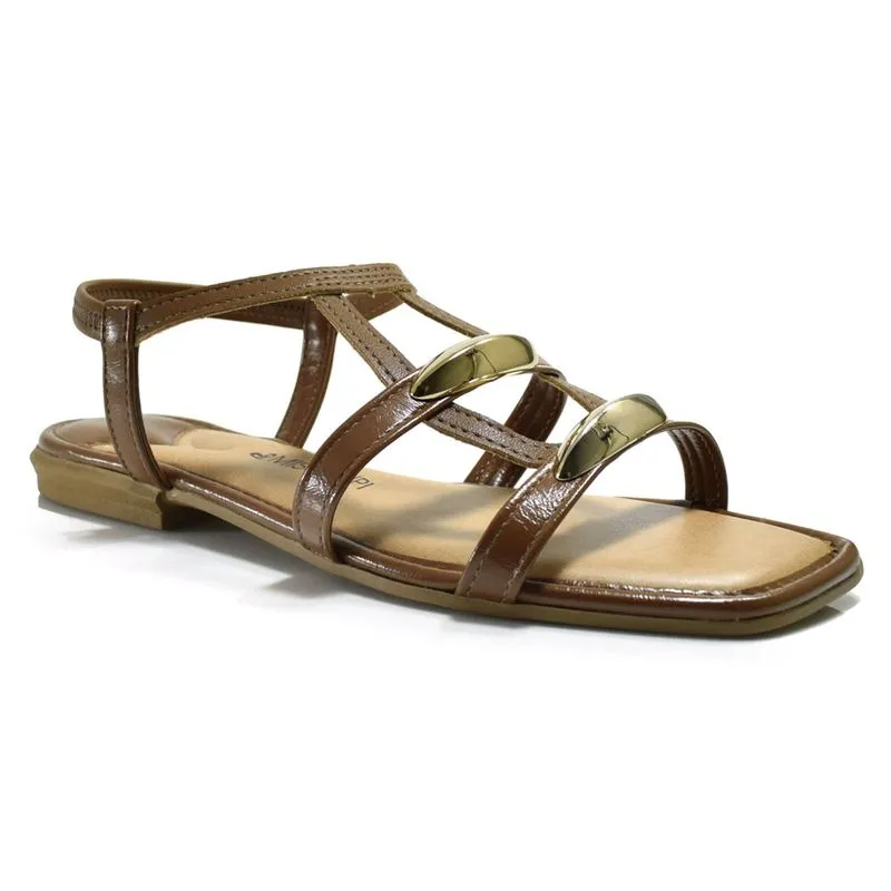 Sandália Rasteira Feminina Mississipi Marrom J0921 33