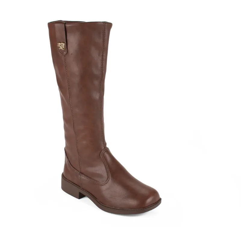 Bota Pink Cats Cano Longo Menina Café Zíper Urbano 30