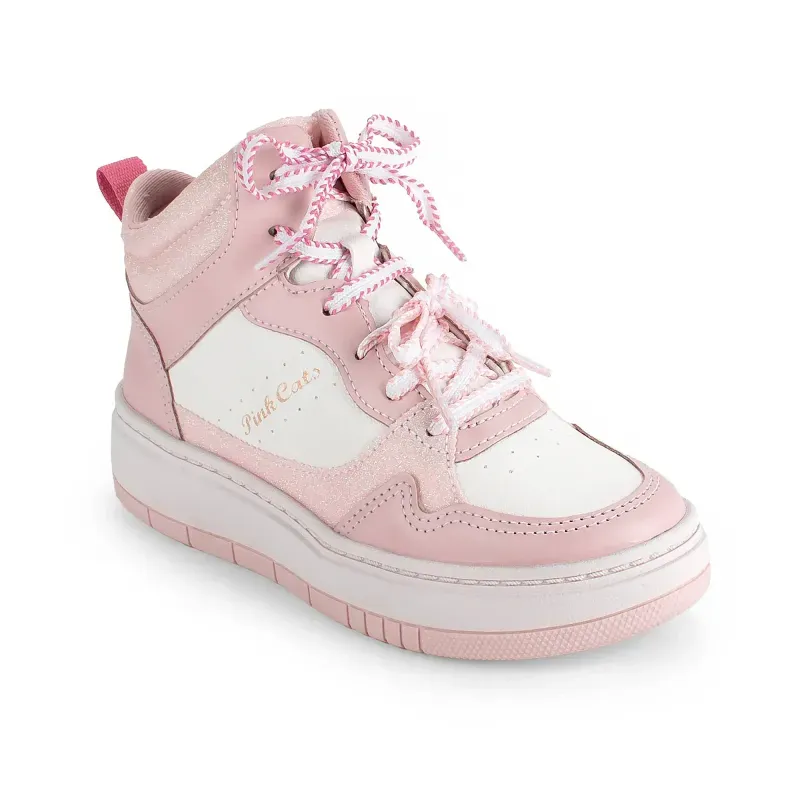 Tênis Pink Cats Infantil Feminino Branco e Rosa 36