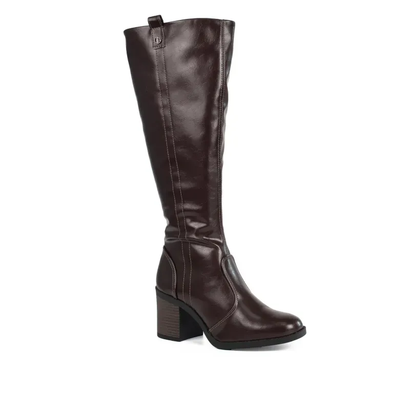 Bota Dakota Cano Longo Feminina Café Salto Bloco 35