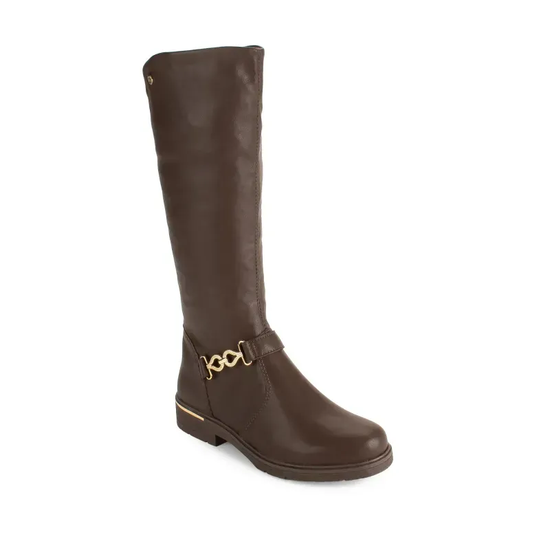 Bota Pink Cats Cano Longo Feminina Café Detalhe Urbano 34