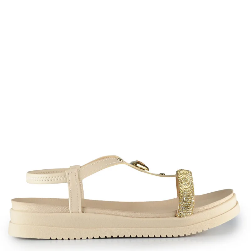 Sandália Papete Mississipi Feminina J1492 003 OURO LIGHT/COTON 36