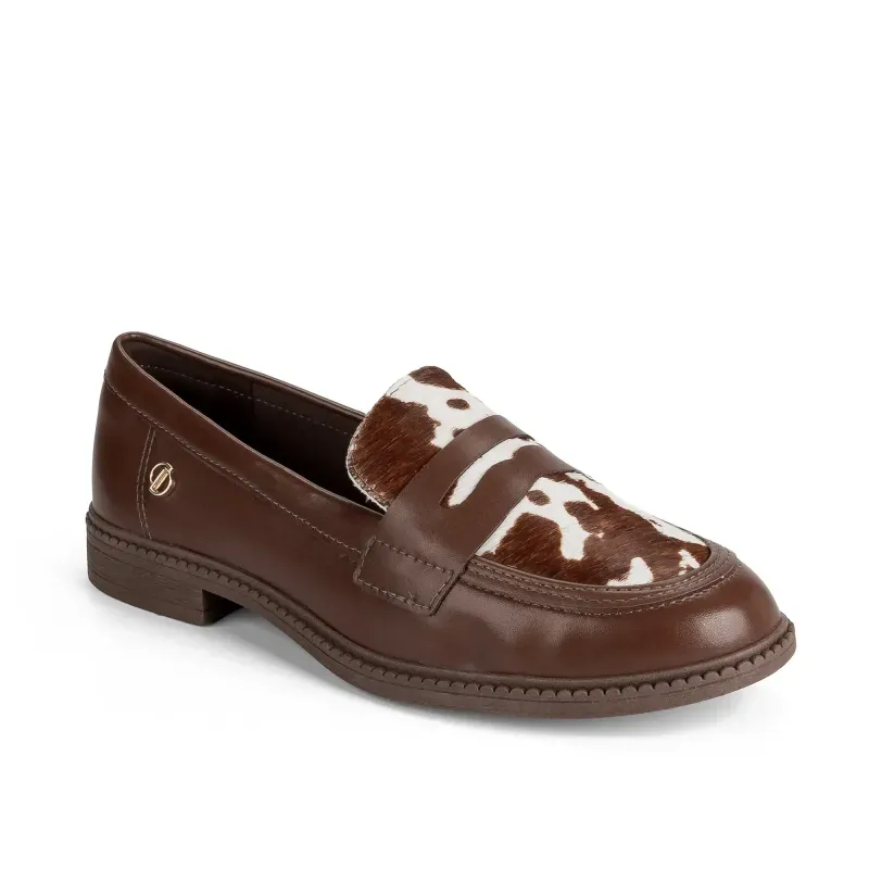 Mocassim Loafer Dakota Feminino Animal Print Café 36
