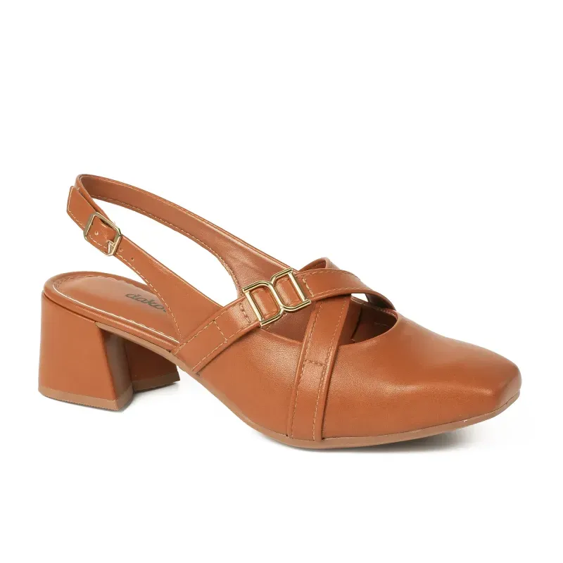 Sapato Slingback Dakota Salto Bloco Feminino Caramelo 34