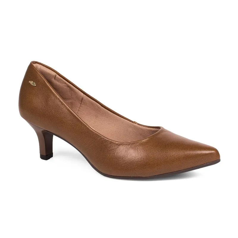 Scarpin Dakota de Couro Castanho 38