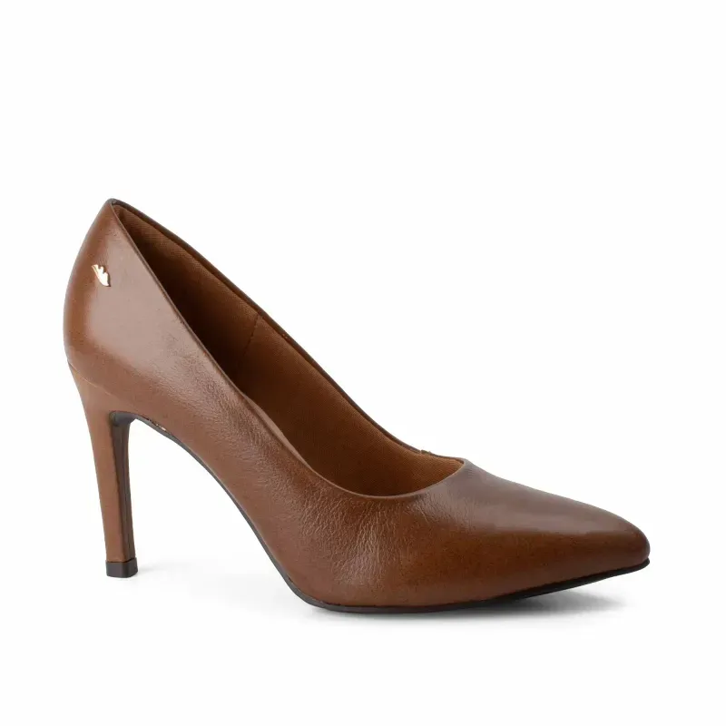 Scarpin Dakota de Couro Castanho 34