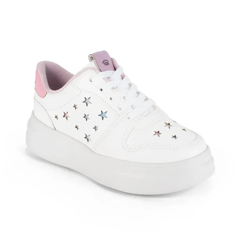 Tênis Pink Cats Casual Feminino Branco e Rosa 36