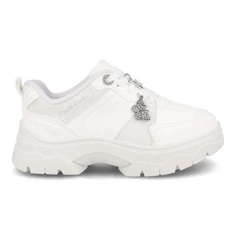 Tênis Branco Infantil Sneaker Pink Cats 32