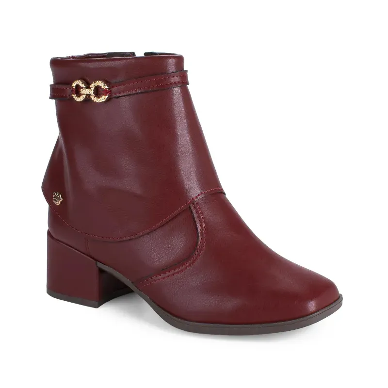 Bota Pink Cats Cano Curto Feminina Bordô 36