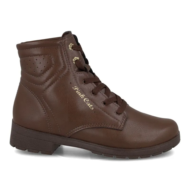 Bota Coturno Marrom Cacau Pink Cats Infantil 27