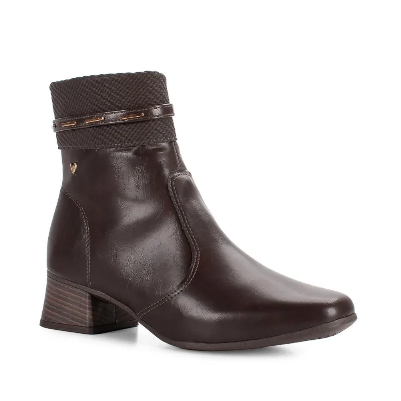 Bota Mississipi Cano Curto Feminina Café Salto Baixo 36