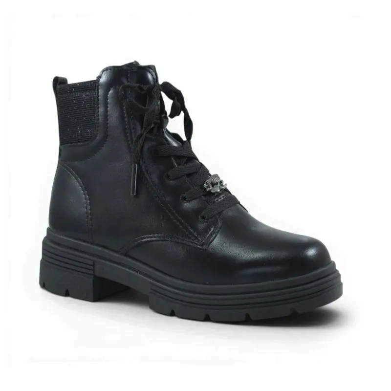 Bota Casual Cano Baixo Pink Cats Infantil Preta Tratorada 31