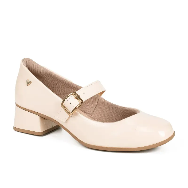 Sapato Mary Jane Mississipi Feminino Salto Baixo Bege Claro 40