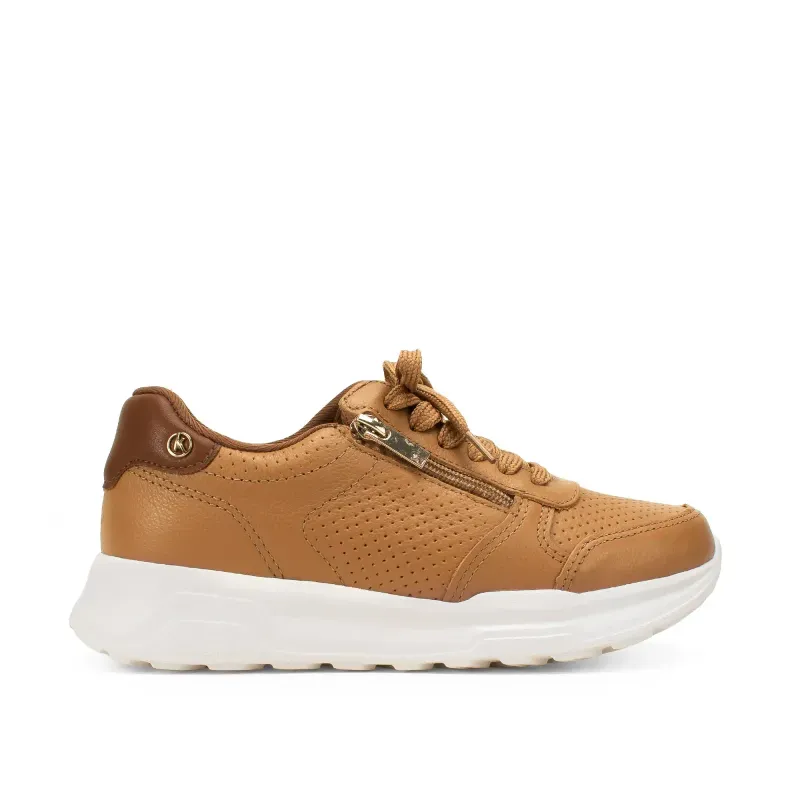 Tênis Kolosh Casual Feminino Caramelo com Zíper Lateral 40