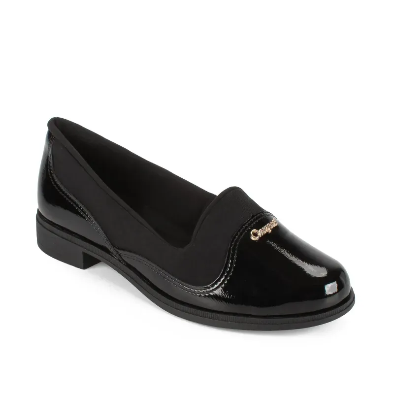 Sapato Mocassim Campesi Feminino Preto Verniz 39