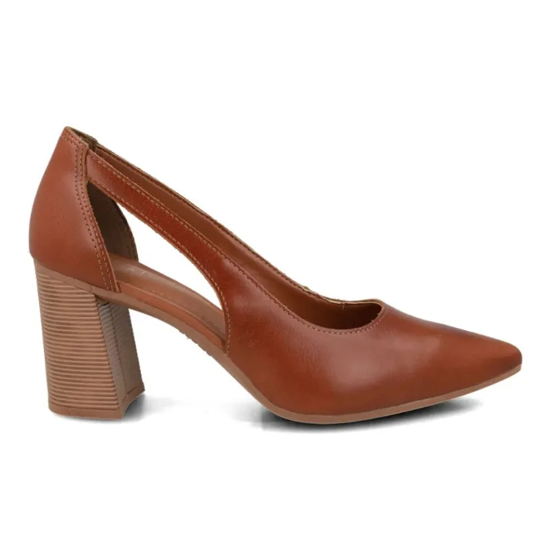 Scarpin Tanara Rambu Feminino Canela Salto Bloco Casual 37
