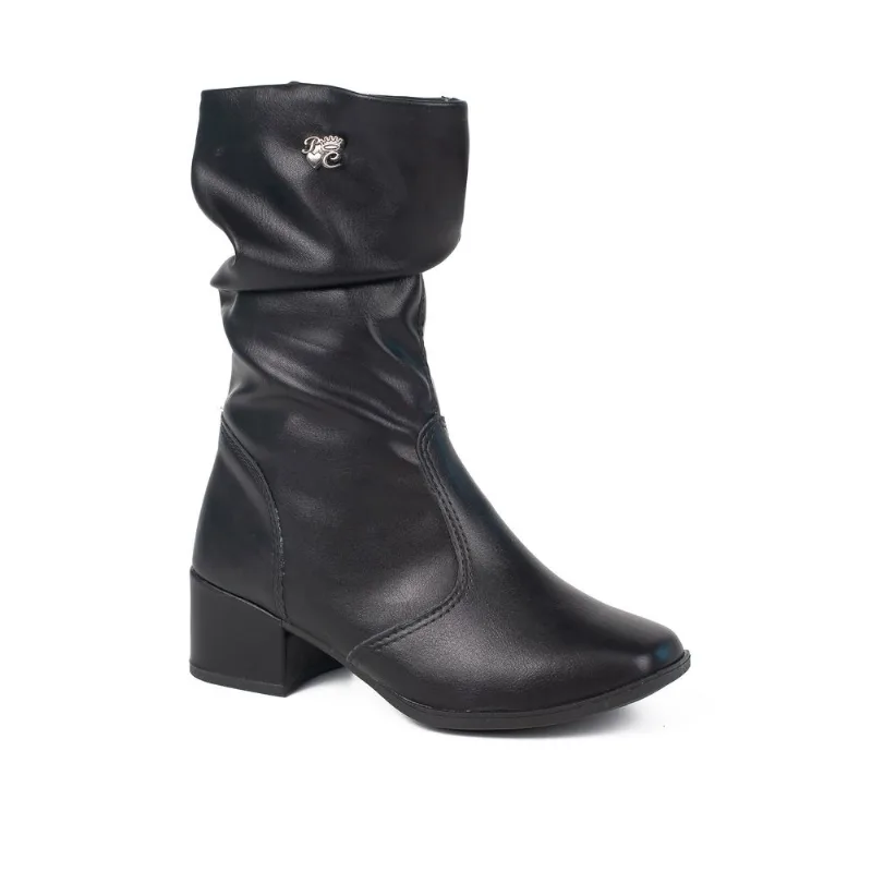 Bota Pink Cats Cano Médio Infantil Feminina Preta 32