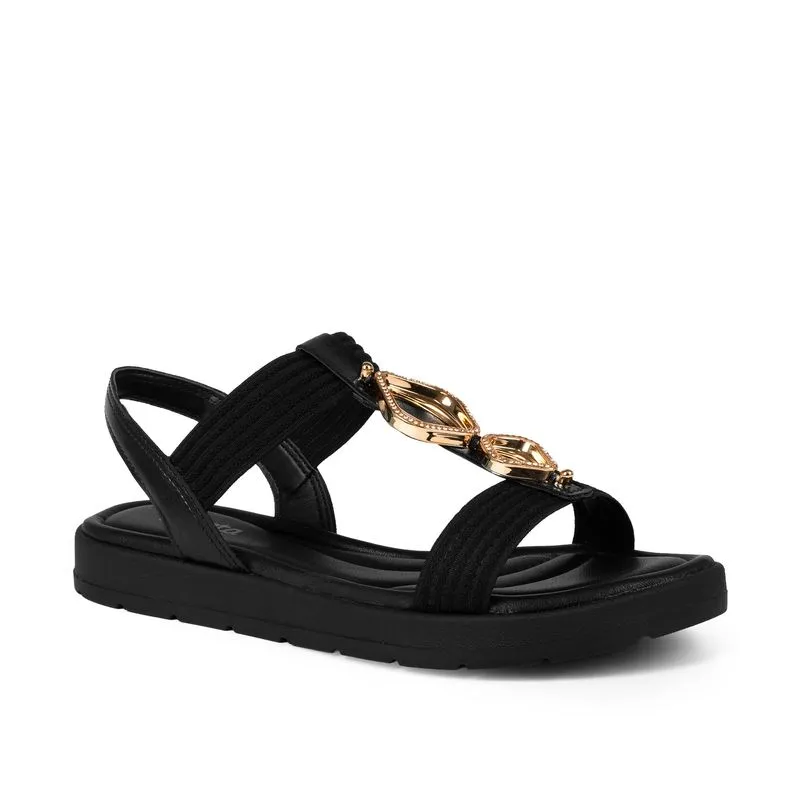 Sandália Dakota Flatform Feminina Preta com Detalhe Dourado 33